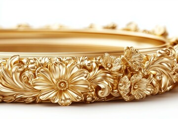 Obraz premium An intricate golden ornamental floral detail against a clean white background