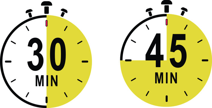 Stopwatch Displays Time Intervals of Thirty and Forty-Five Minutes for Precise Timing Tasks