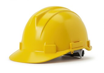 Fototapeta premium Isolated yellow hard hat for industrial safety on a white background in studio shot view