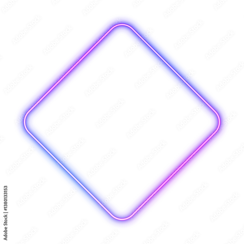 Poster Square rectangular frame with two color neon motion graphics on isolated transparent background in PNG and vector format. Blank copy space in the middle.