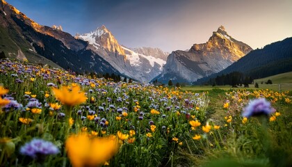 Field of Wildflowers in the Swiss Alps