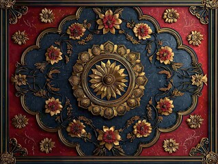 Obraz premium Intricate Traditional Thai Temple Ceiling Pattern