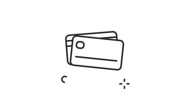 Credit Card animated Line Icon Alpha Channel