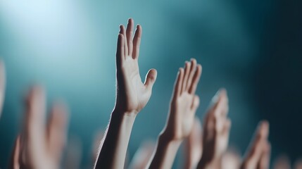 Hands raised in celebratory motion during an intense moment