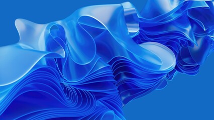 Bright abstract 3D fabric render with smooth waves and flowing folds on a vibrant background