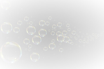 Realistic soap bubble vector illustration featuring a transparent, three-dimensional glossy ball. Clean and colourful with a rainbow shine, perfect for backgrounds, beauty products, or PNG overlays.
