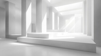 Obraz premium Sunlit Minimalist Architectural Interior Design