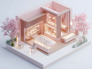 Minimalist Pink Jewelry Store Design