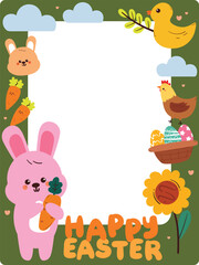 cute frame with easter theme. cute drawing cartoon, easter doodle