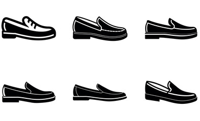 Black and White Loafer Shoe Icons