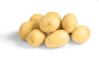 Fresh raw Potatoes heap isolated on white