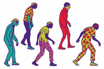 set of Zombie silhouette vector illustration