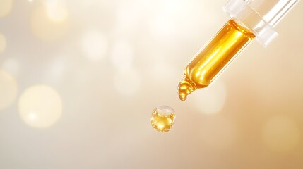 Luxury skincare product with golden oil dropper