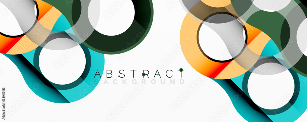 Aufkleber abstract design features overlapping circles, vibrant colors, modern aesthetic. clean lines, dynamic