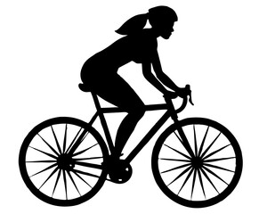 Woman Bicyclist silhouette vector illustration