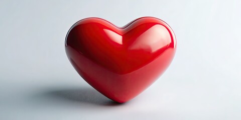 Romantic red heart, pristine white backdrop. Perfect Valentine's Day stock photo.