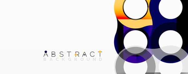 Abstract design. Overlapping circles, blue, orange, gray tones. Modern, dynamic composition. Minimalist aesthetic. Clean lines, simple shapes.