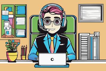 Virtual assistant giving service online internet remote job work from home