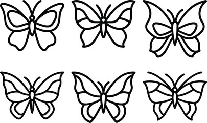 A butterfly clean black line art. 