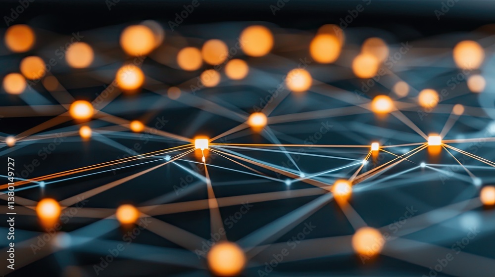 Fototapete connecting nodes in a digital network virtual space abstract visuals tech environment close-up view 