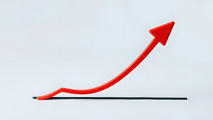 A vibrant red arrow soaring upwards, symbolizing growth, success, and upward movement in business.