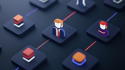 Team collaboration and networking icons digital workspace graphic design modern aerial view conceptual visualization