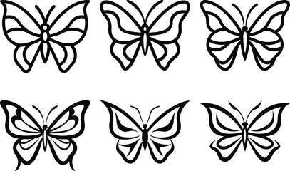 A butterfly clean black line art. 