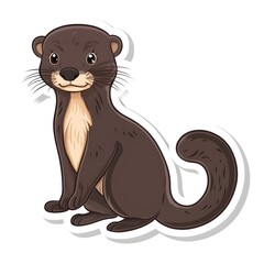 Smiling River Otter: A charming illustration captures a river otter with soft brown fur, depicted in a cheerful sitting pose against a clean background.