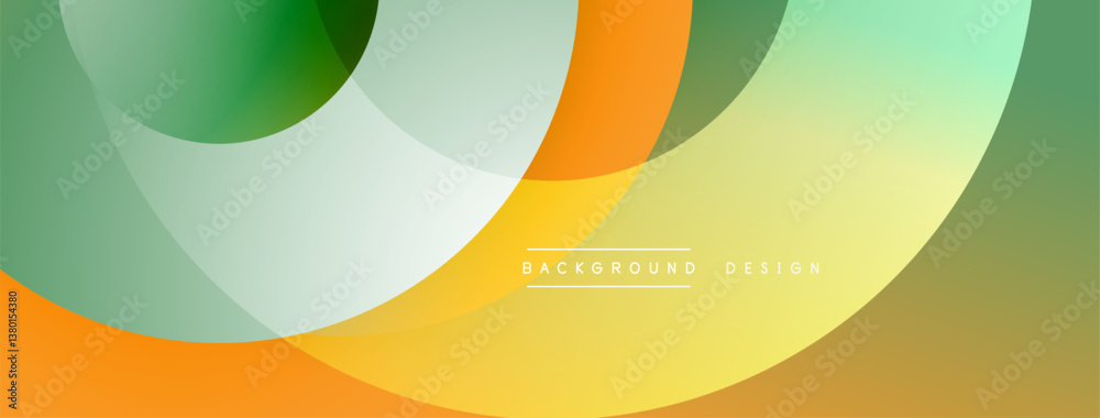 Fototapete abstract design features overlapping circles. colors include green, orange, yellow, white. smooth gr