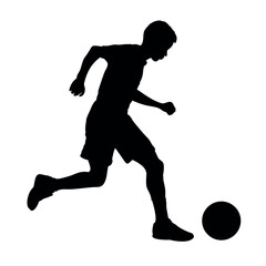 Obraz premium Soccer football player dribbling ball silhouette vector