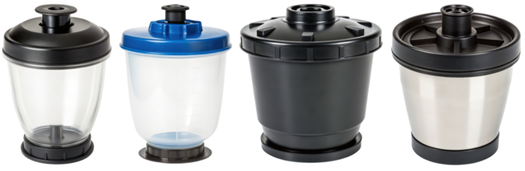 Variety of sleek shaker bottles for fitness enthusiasts isolated with transparent background