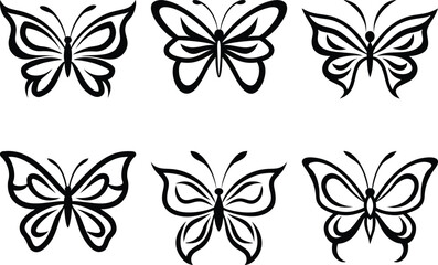 A butterfly clean black line art. 