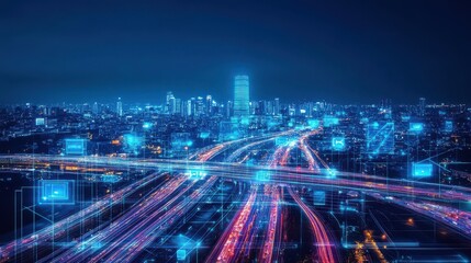 Fototapeta premium Futuristic Smart City Aerial View