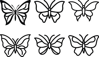 A butterfly clean black line art. 