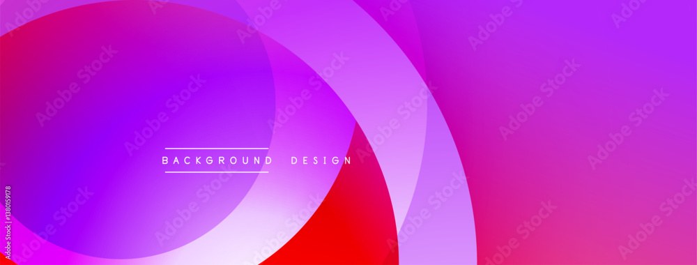 Poster abstract vibrant design. overlapping circles create dynamic gradient effect. purple, pink, red hues 