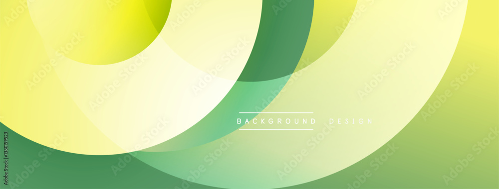 Poster abstract design. overlapping circles create layers. green, yellow hues blend smoothly. modern aesthe