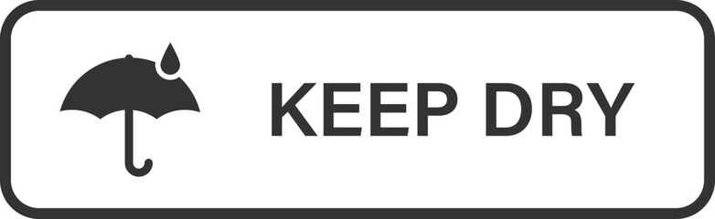 Black Keep Dry Symbol with Umbrella