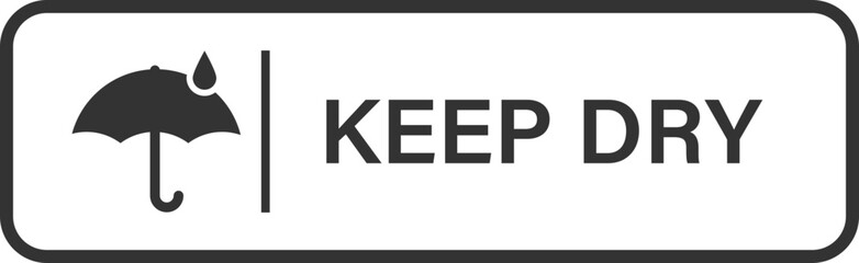 Black Keep Dry Symbol with Umbrella