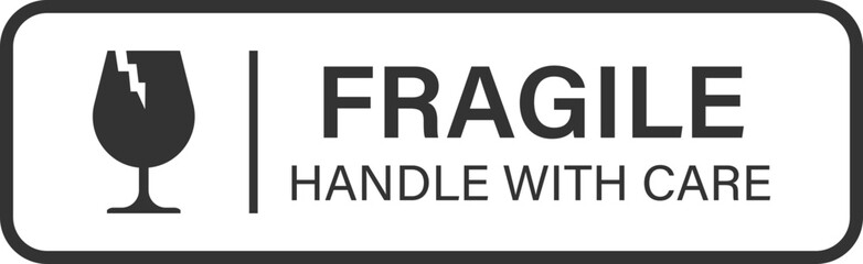 Black Fragile Symbol with Cracked Glass