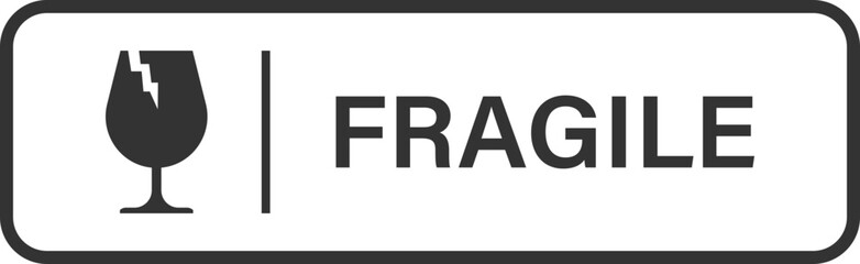 Black Fragile Symbol with Cracked Glass