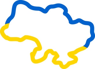 Outline Map of Ukraine with Flag Colors