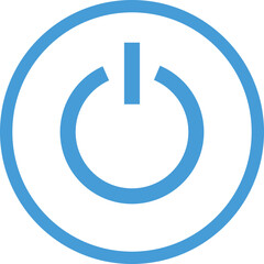 Outlined Power Button Icon in Blue Circle