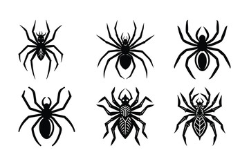 Black and white floral tattoo design with spiders and leaves