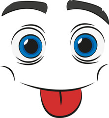 Funny Cartoon Face with Tongue Out