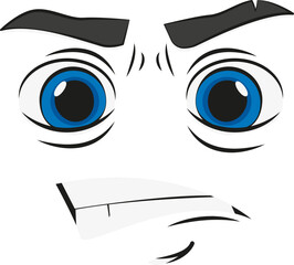 Angry Cartoon Face Expression Vector Icon