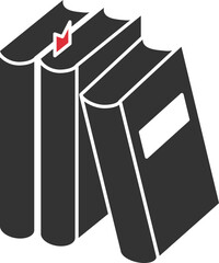 Icon of grouped books with tilt and tag