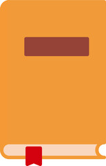 Orange closed book with red label tag