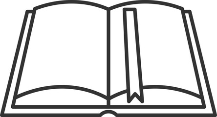 Outline icon of open book with vertical bookmark