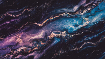 Abstract Cosmic Marble Texture in Deep Purple and Blue Hues