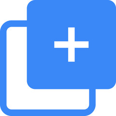 Blue add button with overlapping squares